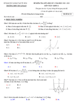 đề kiểm tra giữa học kỳ 1 toán 12 năm 2019 – 2020 trường ten lơ man – tp hcm