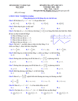 đề kiểm tra giữa học kỳ 1 toán 12 năm 2020 – 2021 sở gd&đt bắc ninh