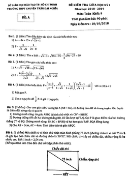 đề kiểm tra giữa học kỳ 1 toán 9 năm 2018 – 2019 trường chuyên trần đại nghĩa – tp. hcm