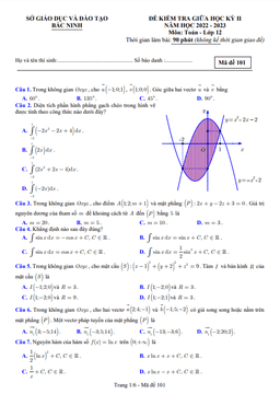 đề kiểm tra giữa học kỳ 2 toán 12 năm 2022 – 2023 sở gd&đt bắc ninh