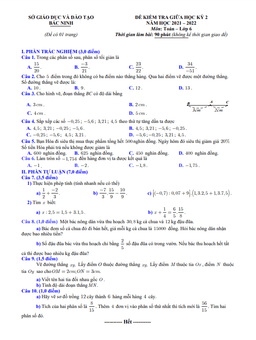 đề kiểm tra giữa học kỳ 2 toán 6 năm 2021 – 2022 sở gd&đt bắc ninh