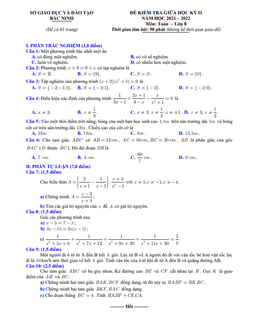 đề kiểm tra giữa học kỳ 2 toán 8 năm 2021 – 2022 sở gd&đt bắc ninh