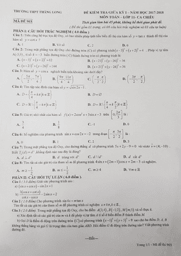 đề kiểm tra giữa kỳ i năm học 2017 – 2018 môn toán 11 trường thpt thăng long – hà nội