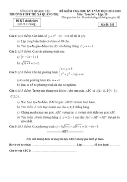 đề kiểm tra hk1 toán 10 nc năm 2019 – 2020 trường thpt thị xã quảng trị