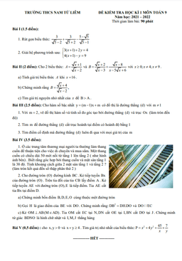 đề kiểm tra học kì 1 toán 9 năm 2021 – 2022 trường thcs nam từ liêm – hà nội