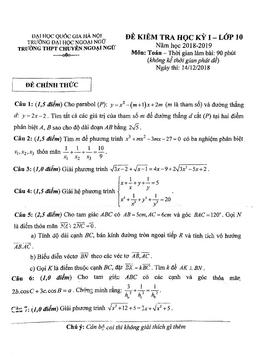 đề kiểm tra học kỳ 1 toán 10 năm 2018 – 2019 trường chuyên ngoại ngữ – hà nội