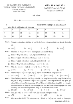 đề kiểm tra học kỳ 1 toán 10 năm 2018 – 2019 trường m.v lômônôxốp – hà nội