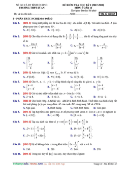 đề kiểm tra học kỳ 1 toán 11 năm học 2017 – 2018 trường thpt dĩ an – bình dương