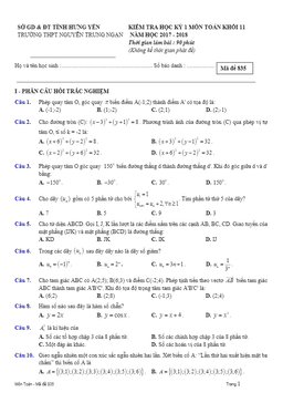 đề kiểm tra học kỳ 1 toán 11 năm học 2017 – 2018 trường thpt nguyễn trung ngạn – hưng yên