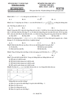 đề kiểm tra học kỳ 1 toán 12 năm 2020 – 2021 sở gd&đt hậu giang
