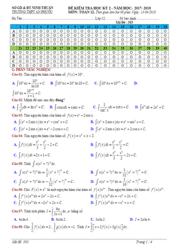 đề kiểm tra học kỳ 2 toán 12 năm 2017 – 2018 trường thpt an phước – ninh thuận