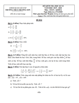 đề kiểm tra học kỳ 2 toán 6 năm 2019 – 2020 trường thcs trường sơn – tp hcm