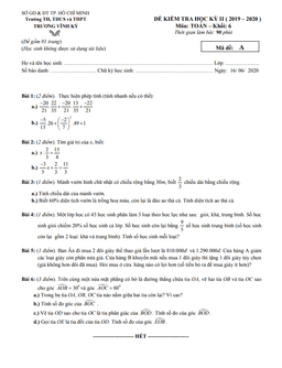 đề kiểm tra học kỳ 2 toán 6 năm 2019 – 2020 trường trương vĩnh ký – tp hcm