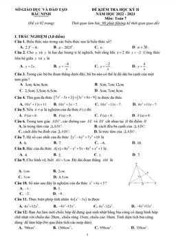 đề kiểm tra học kỳ 2 toán 7 năm 2022 – 2023 sở gd&đt bắc ninh