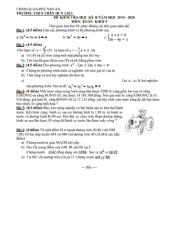 đề kiểm tra học kỳ 2 toán 9 năm 2019 – 2020 trường thcs trần huy liệu – tp hcm