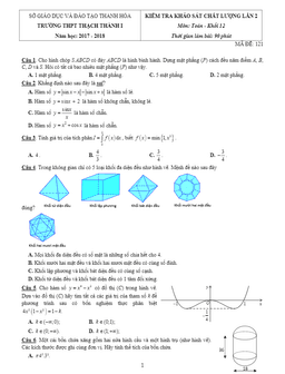 đề kiểm tra kscl toán 12 lần 2 năm 2017 – 2018 trường thạch thành 1 – thanh hóa