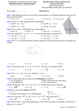 đề kiểm tra lần 1 toán 10 năm 2023 – 2024 trường thpt lý thường kiệt – bắc ninh