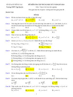 đề kiểm tra tập trung hki năm học 2017 – 2018 môn toán 12 trường thpt ngô quyền – đồng nai