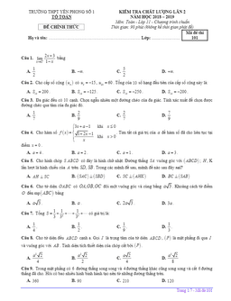 đề kiểm tra toán 11 lần 2 năm 2018 – 2019 trường yên phong 1 – bắc ninh