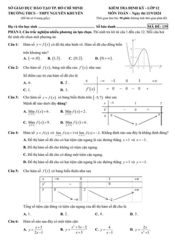 đề kiểm tra toán 12 năm 2024 – 2025 trường thcs&thpt nguyễn khuyến – tp hcm (13/09/2024)