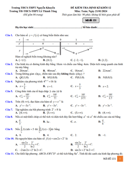 đề kiểm tra toán 12 năm 2024 trường nguyễn khuyến & lê thánh tông – tp hcm