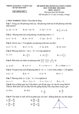 đề kiểm tra toán 9 đầu năm 2023 – 2024 phòng gd&đt kim sơn – ninh bình