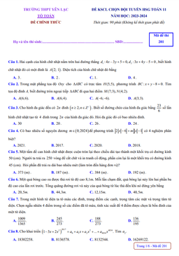 đề kscl đội tuyển hsg toán 11 năm 2023 – 2024 trường thpt yên lạc – vĩnh phúc