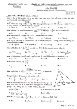 đề kscl học kỳ 2 toán 11 năm 2018 – 2019 sở gd&đt thái bình