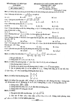 đề kscl học kỳ 2 toán 9 năm học 2017 – 2018 sở gd và đt nam định