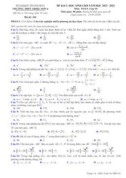 đề kscl học sinh giỏi toán 10 năm 2023 – 2024 trường thpt triệu sơn 4 – thanh hóa