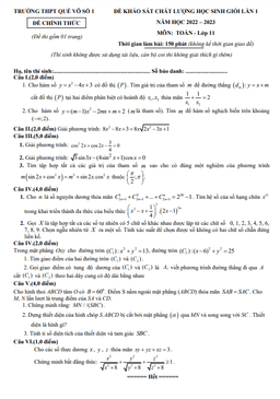đề kscl học sinh giỏi toán 11 lần 1 năm 2022 – 2023 trường thpt quế võ 1 – bắc ninh