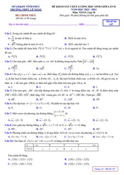 đề kscl hsg lần 2 toán 10 năm 2023 – 2024 trường thpt lê xoay – vĩnh phúc