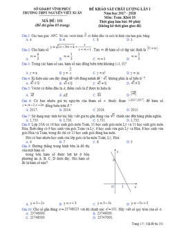 đề kscl lần 1 năm học 2017 – 2018 môn toán 10 trường thpt nguyễn viết xuân – vĩnh phúc