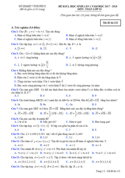 đề kscl lần 1 năm học 2017 – 2018 môn toán 10 trường thpt phạm công bình – vĩnh phúc