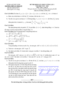 đề kscl lần 1 toán 10 năm 2019 – 2020 trường thpt lý thái tổ – bắc ninh