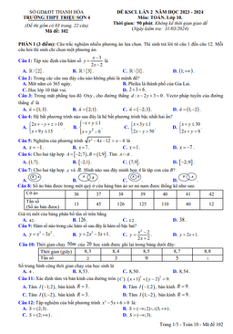 đề kscl lần 2 toán 10 năm 2023 – 2024 trường thpt triệu sơn 4 – thanh hóa