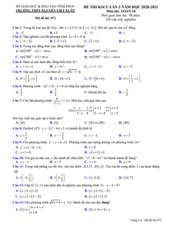 đề kscl lần 3 toán 10 năm 2020 – 2021 trường thpt nguyễn viết xuân – vĩnh phúc