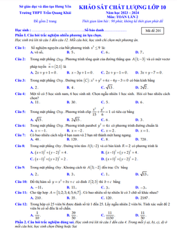 đề kscl toán 10 lần 2 năm 2023 – 2024 trường thpt trần quang khải – hưng yên