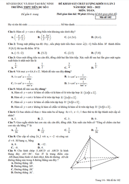đề kscl toán 11 lần 2 năm 2021 – 2022 trường thpt tiên du 1 – bắc ninh