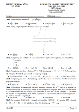 đề kscl toán thi tốt nghiệp thpt 2024 trường thpt hàm rồng – thanh hóa
