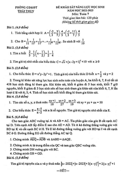 đề ksnl toán 7 năm 2022 – 2023 phòng gd&đt thái thụy – thái bình