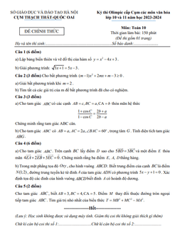 đề olimpic toán 10 năm 2023 – 2024 cụm thạch thất & quốc oai – hà nội