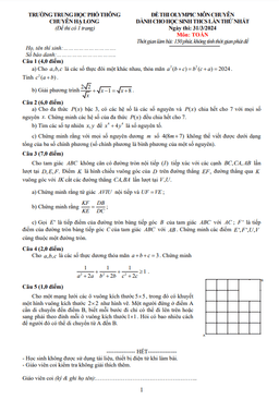 đề olympic chuyên toán thcs lần 1 năm 2023 – 2024 trường chuyên hạ long – quảng ninh