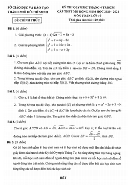 đề olympic tháng 4 toán 10 năm 2020 – 2021 sở gd&đt tp hồ chí minh