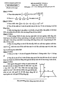 đề olympic toán 6 năm 2022 – 2023 phòng gd&đt quốc oai – hà nội