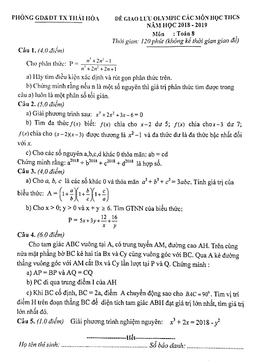 đề olympic toán 8 năm 2018 – 2019 phòng gd&đt tx thái hòa – nghệ an