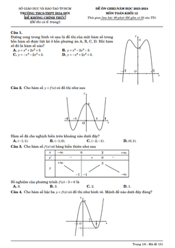 đề ôn ghki toán 12 năm 2023 – 2024 trường thcs – thpt hoa sen – tp hcm