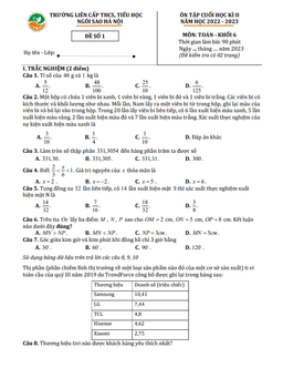 đề ôn tập cuối kì 2 toán 6 năm 2022 – 2023 trường th & thcs ngôi sao hà nội