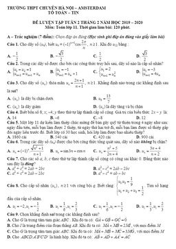 đề ôn tập toán 11 tháng 02/2020 trường thpt chuyên hà nội – amsterdam