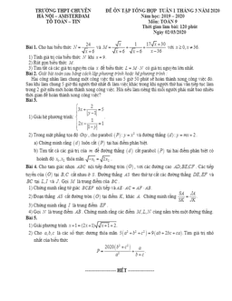 đề ôn tập toán 9 tháng 03 năm 2020 trường thpt chuyên hà nội – amsterdam